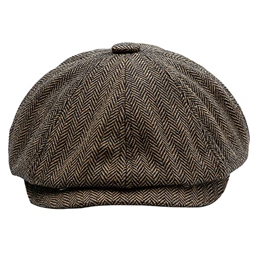 Mens Women Newsboy Caps Beret Hats Ivy Hat Flat Cap Irish Cabbie Gatsby Cap Classic Tweed Wool Dark Coffee #TOP6