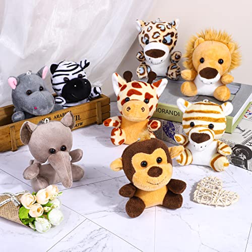 ELCOHO 16 Pieces Safari Mini Stuffed Jungle Animal Set Small Stuffed Forest Animal 3.75 Inch Animal Keychain Plush Toys for Animal Themed Parties Kids Birthday(Sitting) - Image 5