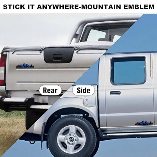 Image of 10 Inch Snow Mountain Graphic Logo Badge, Trunk Mountain Logo Emblem for Car Trunk Tailgate Emblem (Blue Black)