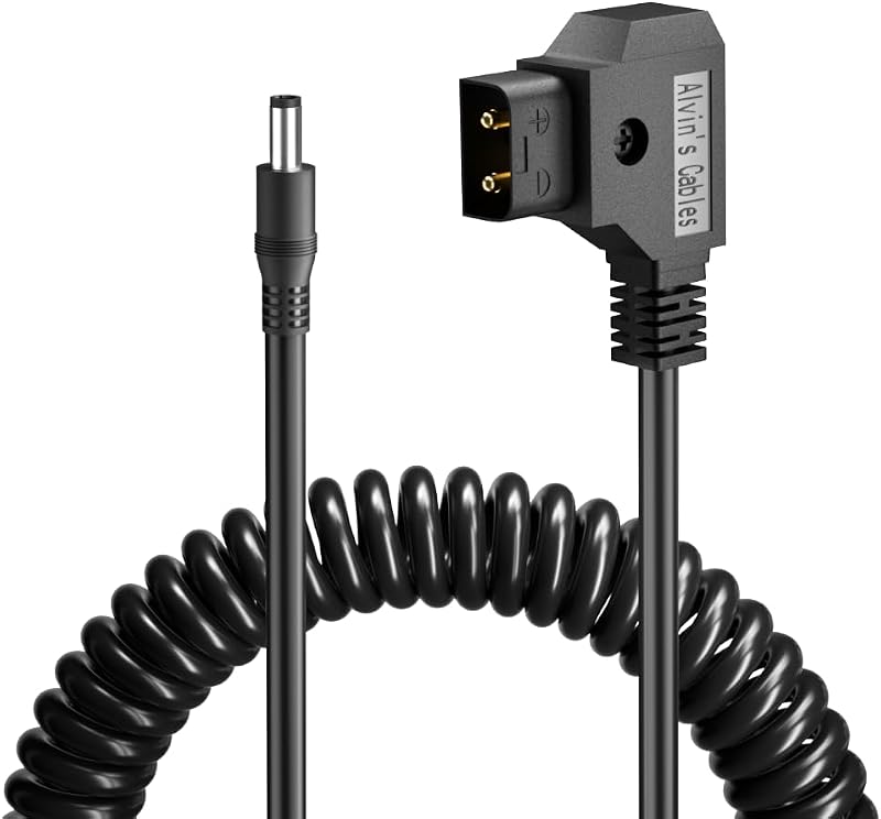 Alvin's Cables D-Tap to DC 2.1mm Coiled Cable for Blackmagic Video Assist, Atomos Shogun, SmallHD 702 Monitor