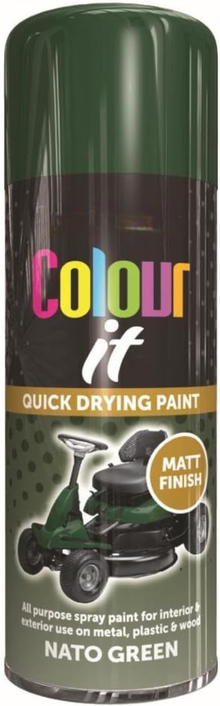 Inspired Essentials Nato Green All Purpose Aerosol Spray Paint 400Ml Quick Drying Spray, Fast Dry And Excellent Coverage For Metal, Wood, Plastic And More (2, )