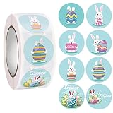 XGZ 500 pièces de Rouleau d'autocollants de Pâques, Autocollants de Lapin de Pâques, Autocollants de Rouleaux d'oeufs de Pâques, 8 modèles d'autocollants sur Le thème de Pâques pour l'emballage
