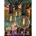 Outdoor String Lights 25 Feet G40 Globe LED Patio Lights with 13 Edison Plastic Bulbs(1 Spare), Waterproof Connectable Hanging Lights for Backyard Porch Balcony Party Decor, E12 Socket Base, Black - Image 4