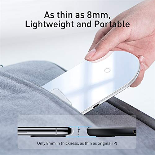 Image of Baseus 2 in 1 18W QI Standard Fast Charging Wireless Charger for Phones & Pods (for iPhone + Airpods, White)