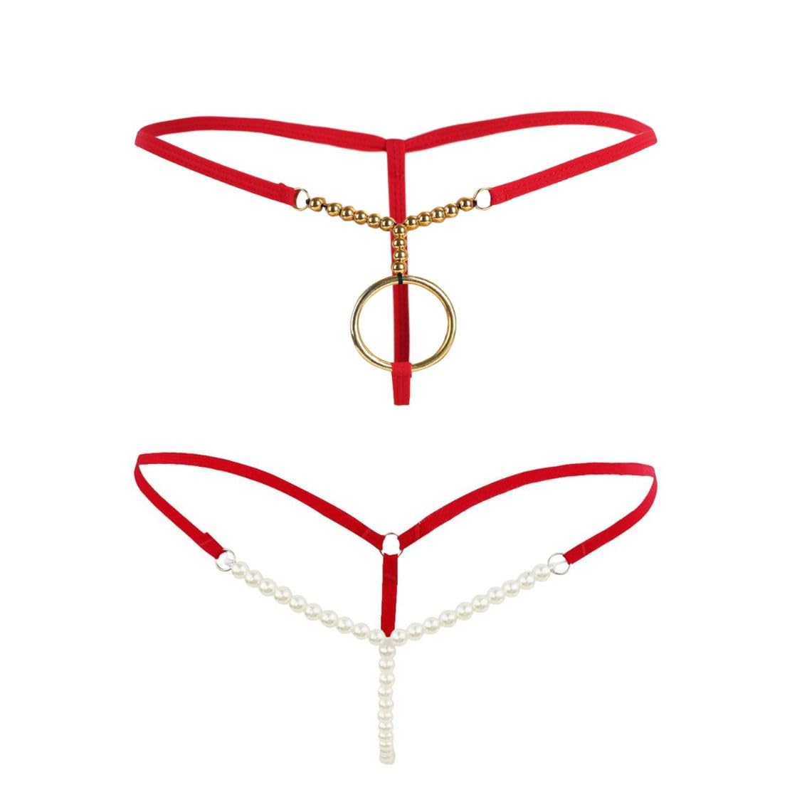 Designer Pearl & Gold Ring G-String Thong Panty Combo (Pack of 2)-picture-32