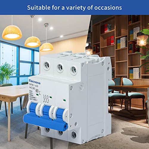 Sfb1-63Hc 3P Miniature Circuit Breakers Din-Rail Mounted Mcb Ac 50/60Hz Current Of 20Amp Voltage 400V Overload, Thermal Magnetic Trip Short-Circuit Protection Of Lighting #TOP6