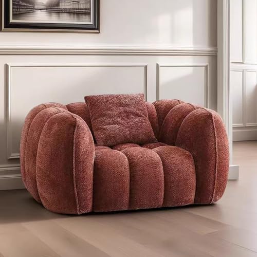 Sillón de espuma viscoelástica de gran tamaño, elegante diseño en forma de calabaza, sellado al vacío, piel de cordero para sala de estar y dormitorio, silla cómoda que ahorra espacio