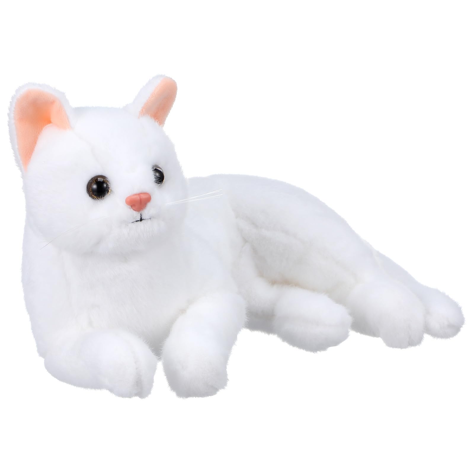 BESPORTBLE Realistic Black Cat Plush Stuffed Animal Kitten Figurine for Home Decoration Lifelike Cat for Birthday and Halloween Party Favor (White)