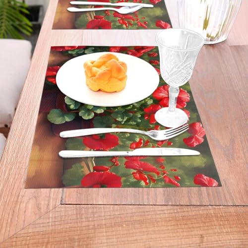 Sets de table géraniums rouges haut de gamme pour l'hôtellerie