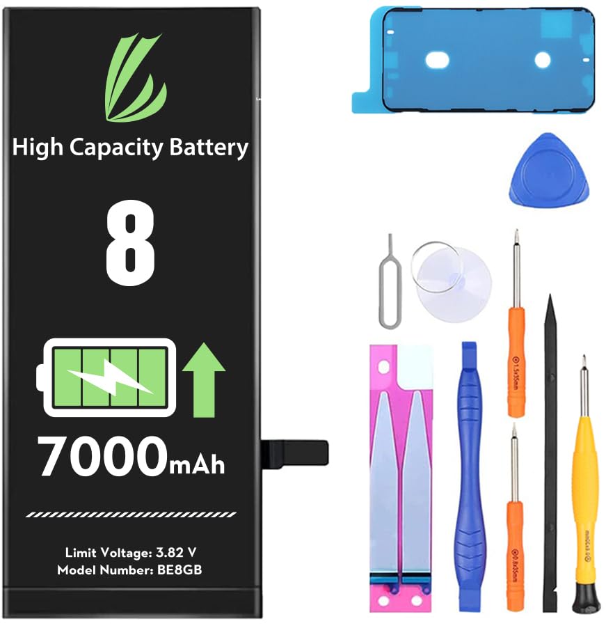 LL TRADER Battery for iPhone 8, 7000 mAh High Capacity Replacement Battery for iPhone 8, (A1863、A1905、A1906) with Full Set Repair Tool Kit 2025NEW
