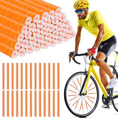 Abeillo 36 reflectores de radios para bicicleta, visibilidad de 360°, reflectores de radios para ruedas de radios comunes, reflector de bicicleta para conducción nocturna, fácil instalación (naranja)