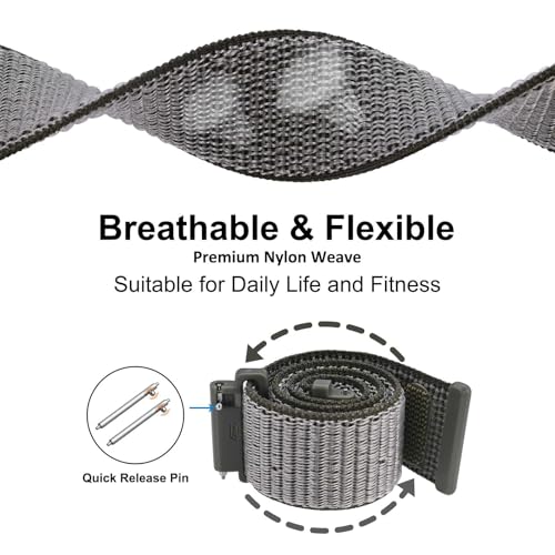 Image of WOCCI Adjustable Nylon Sport Watch Bands with Hook and Loop Fastener, Quick Release Watch Straps for Men and Women, Band Width 18mm 20mm 22mm