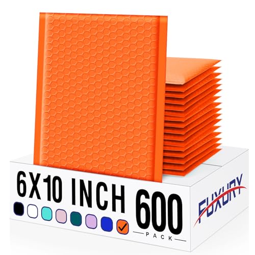 Image of Fuxury Bubble Mailer 6x10 inch 600 Pack Bubble Mailers Usable Size 6x9 inch Shipping Padded Envelopes Self Seal Mailing Envelopes Bubble Padded for Mailing,Packaging, Small Business,Boutique,Bulk #0, Orange