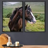 2 Piece Framed Canvas Wall Art Horse Canvas Prints Home Artwork Decoration for Living Room,Bedroom - 16