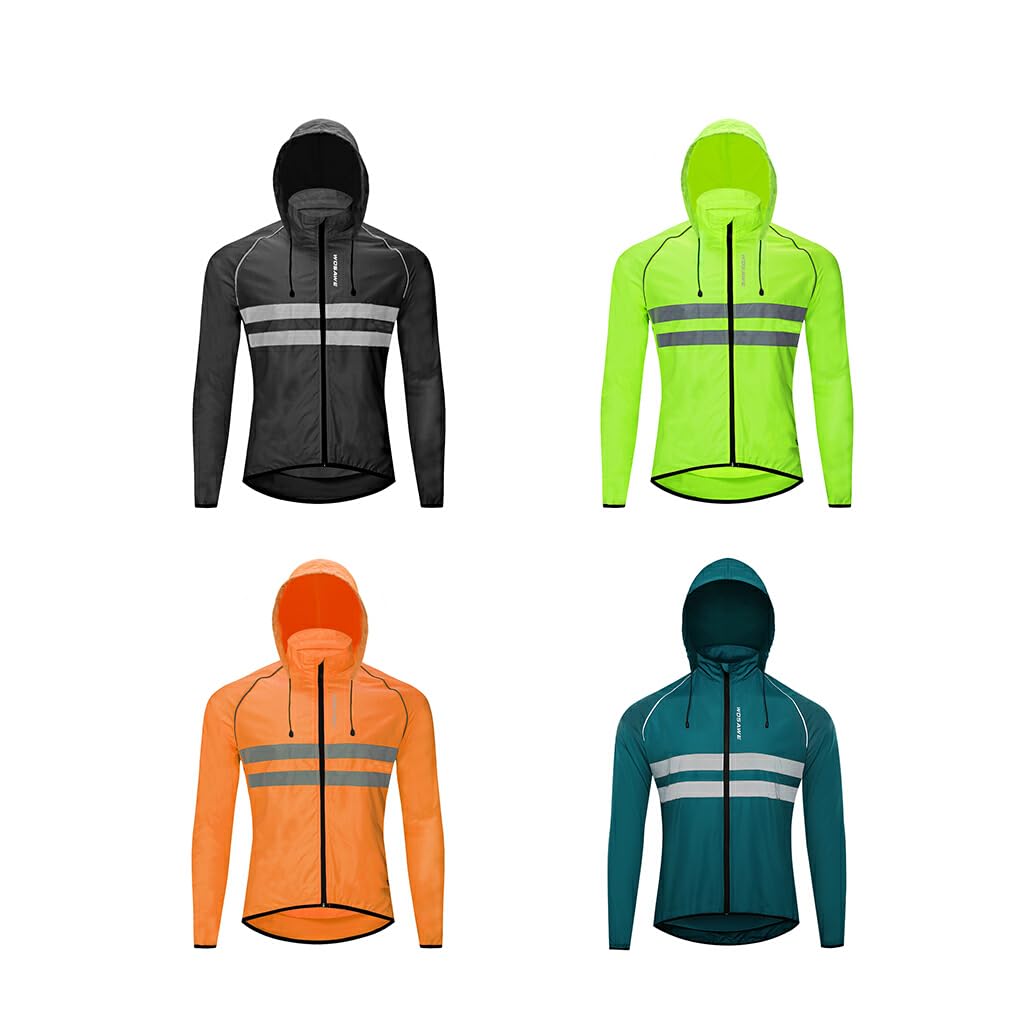 Chaqueta de ciclismo Abrigo de ciclismo con capucha Cortavientos Reflectante a prueba de viento Impermeable Moto Manga larga Hombres Montar