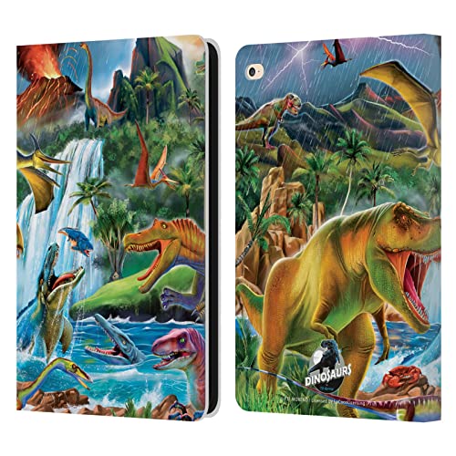 Head Case Designs Licenciado Oficialmente P.D. Moreno En Las Aguas Escena de Dinosaurios Carcasa de Cuero Tipo Libro Compatible con Apple iPad Air 2 (2014)