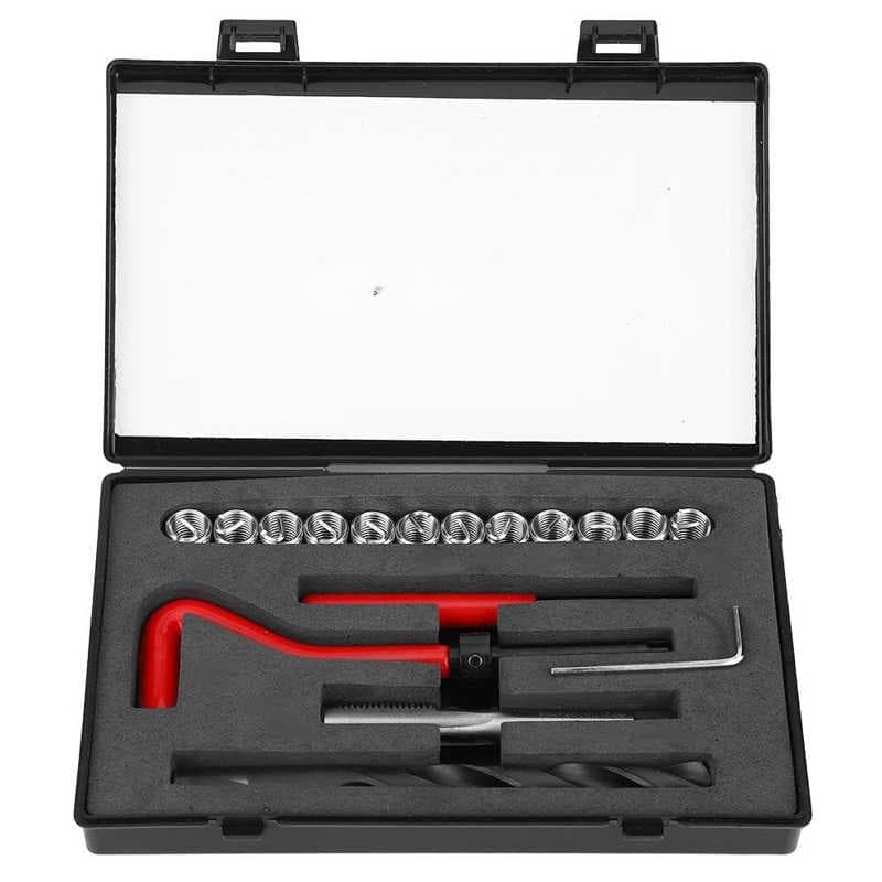 17PCS M10X1.5 Thread Repair kit Stainless Steel Twist Drill Wrench Thread Insert Thread Insert Set