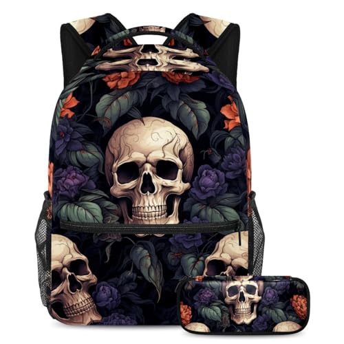 Sac à dos tête de mort et trousse de voyage pour les étudiants et ados