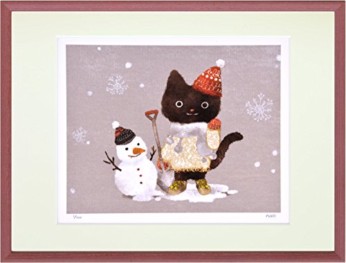 JIG アートフレーム 菜生 雪だるまと猫 ZNO-61085