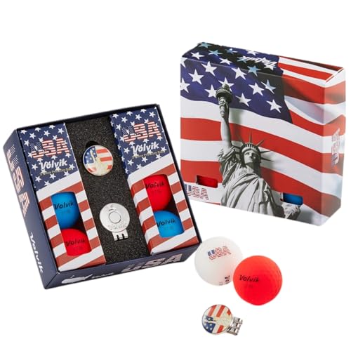 Volvik unisex adult Other Golf Ball, Red/Blue/White, 6 pack US