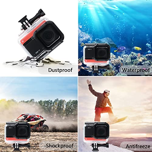 Carcasa Impermeable para Insta360 One RS 4K Edition Carcasa Buceo 360 Grados Accesorios Cámara Acción Carcasa Impermeable Super Protección Buceo 60m con 6 PCS Endurecidas 2 Juegos Accesorios Película