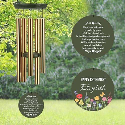 Image of ASTARIN Retirement Wind Chimes 2025, Personalized Wind Chime, New Life Chapter Retirement Gifts for Woman /Man /Teacher /Nurse, Deep Tone Wind Chimes Congratulations for Retire
