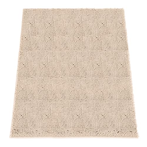 Image of Absorbent Dog Door Mat for Muddy Paws, 60 inch x 48 inch Chenille Indoor Mats for Entryway, Trap Dirt Front Door Mat Indoor Entrance Washable Non Slip Soft Beige