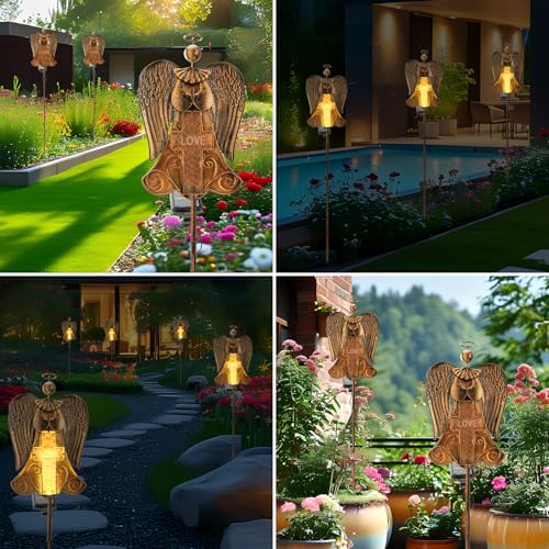 VChymm Angel Stake Solar Lights 40.94 Inch, Auto On/Off LED Pathway Lights for Yard Patio Cemetery, Waterproof Outdoor Decor Christmas Memorial Gift for Women Mom by VChymm - Used condition - Image 6