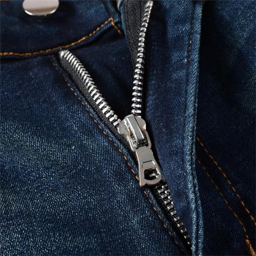 Mens Skinny Fit Jeans Washed Stretch Slim Fit High Street Button Fly Straight Leg Denim Pants2