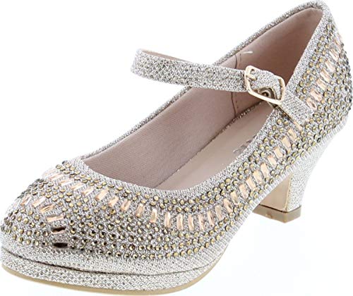 Link Cassie-28K Girls Rhinestone Platform Peagent Dress Shoes
