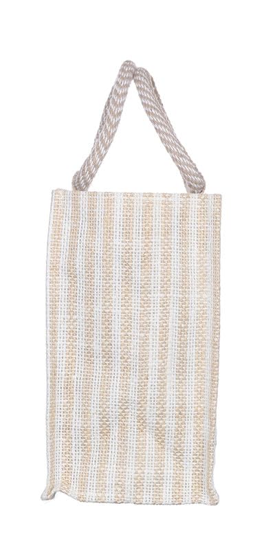Sainik's Jute Bags Transparent Clear Window Stripped Jute Bags for Wedding Return Gifts Basket Room Hamper Tote Bag with Zipper, Goody Bag (25CMX29CMX15CM) Pack of 12 3