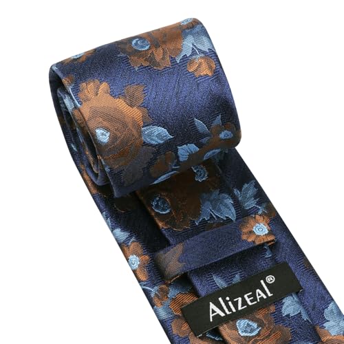 Image of Alizeal Mens 3.15'' Colorful Flower Pattern and handkerchief Necktie Set