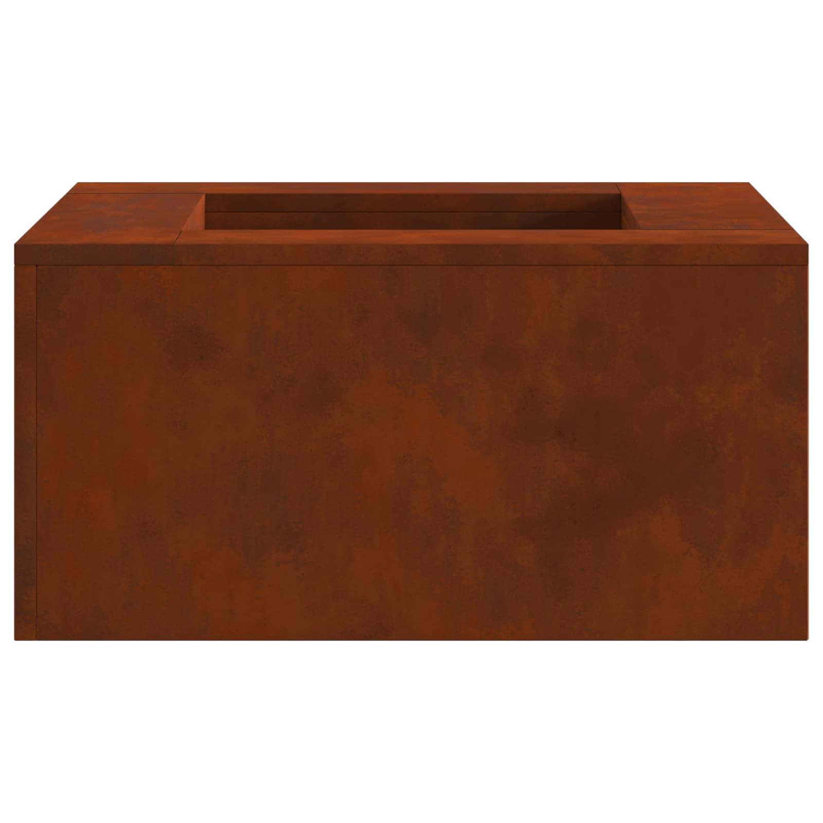 Feuerstelle Braun aus wetterfestem Stahl 80 x 80 x 40 cm, freistehend für Outdoor Terrasse, Moderne rechteckige Gartenheizung mit effizienter Flamme und stilvoller Wärme für gemütliche