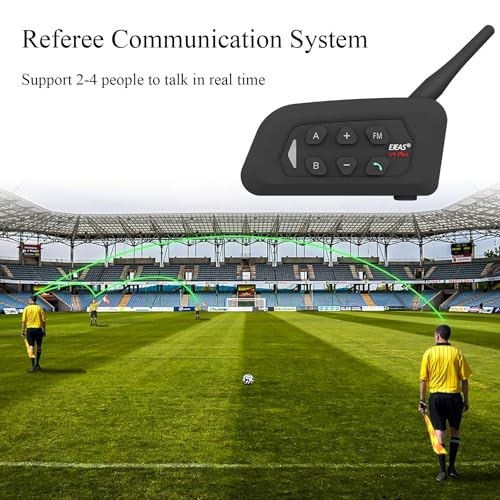 Image of MIMIRACLE Referee Headset, Type C Left Ear Referee Communication System with Headset Earphone, Simple Pairing Bluetooth Intercom for Football Soccer Handball -4 Pack