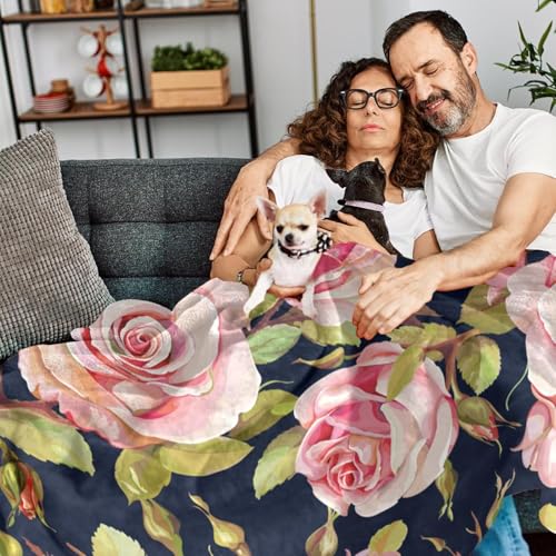 Couverture polaire rose douce pour lit et canapé de salon