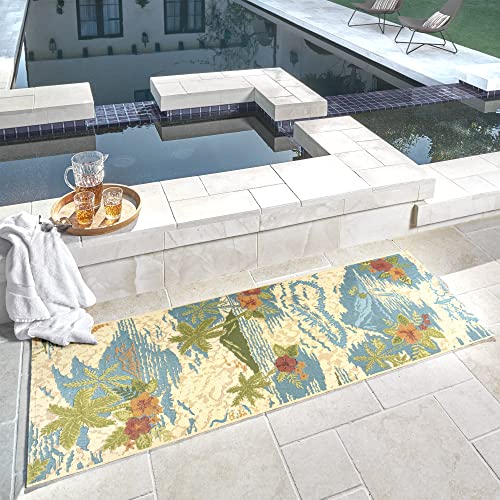 Gertmenian Premium Printed Indoor Outdoor Rugs by Reyn Spooner - 2x6 Ft Runner, Soft, Durable, & Washable Tropical Rugs for Deck, Patio or Living Room - Pacific Paradise, Multi, 46758