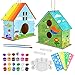 Kit de Manualidades Pajareras, Afufu 2 Piezas Talla grande Pajarera de Madera, Casita Pajaros Pintura Herramientas Kit Juegos de Pintar Kit de Manualidades para Niños y Niñas