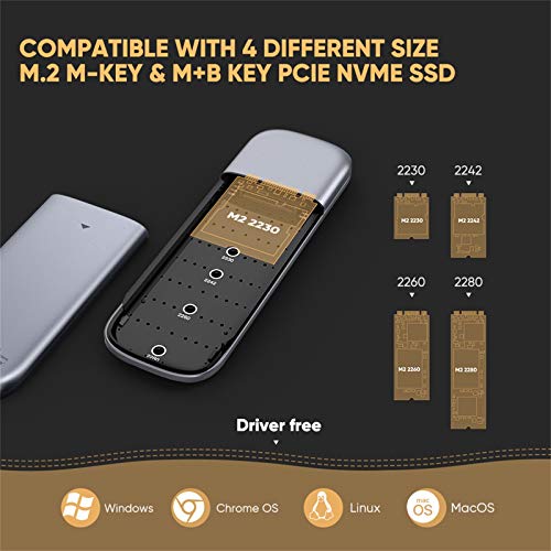 UGREEN USB 3.1 Gen 2 Case Esterno per Disco Rigido M.2 M-Key M+B Key 2280 2260 2242 Case Hard Disk Esterno UASP 10Gbps 2TB per Samsung 970 Evo Plus,Crucial P1,WD Black/Blue, Cavo USB C 0.5M,Tool-Free