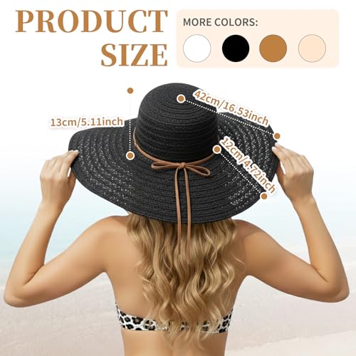 Sombrero femenino de playa Black con amplio ala miniatura 2