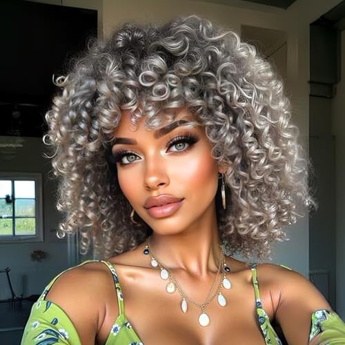 Lot de 3 paquets de 2 tiges à boucler Jamaïcain Bounce Gris 20,3 cm Extensions de cheveux synthétiques au crochet Tressage au crochet 20 racines (#Gris...