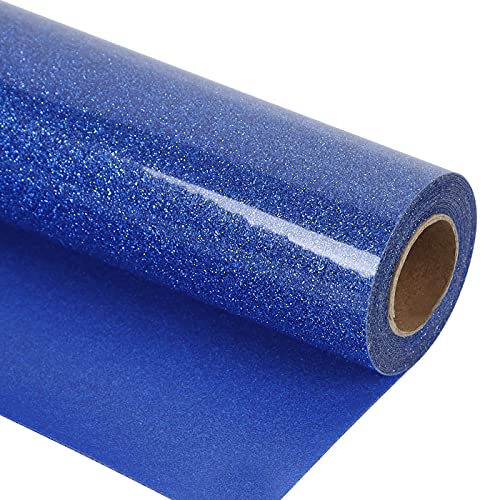 guangyintong Glitter Blue Heat Transfer Vinyl HTV Rolls 12 x 8ft Iron on Vinyl for T-Shirts Glitter Blue HTV Vinyl for All Cutter Machines Easy to Cut & Weed for Heat Vinyl Design