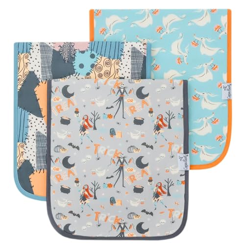 Image of Copper Pearl Baby Burp Cloth Large 21''x10'' Size Premium Absorbent Triple Layer 3-Pack Gift Set 'Nightmare Before Christmas' - One Size