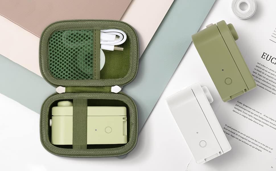 Miniatura 9 de khanka Estuche rígido de viaje compatible con la máquina etiquetadora MakeID, solo funda (verde)