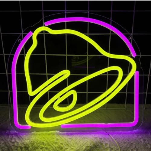 Image of Taco Neon Sign Bell Neon Led Sign, Dimmable Bell Neon Light for Mexican Restaurant Decor, Tacos Neon Light Up Sign for Tacos Lover Home