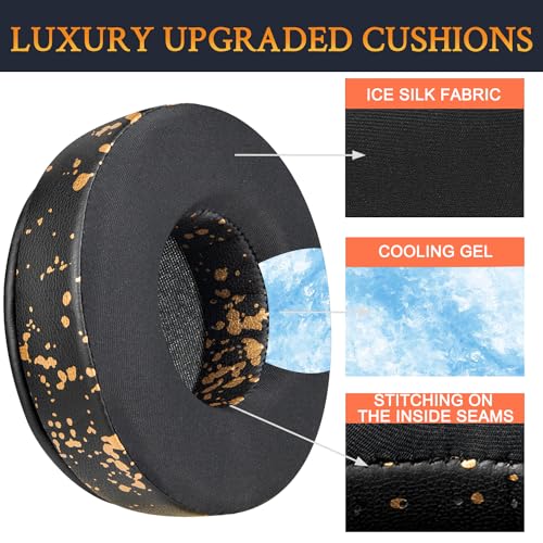 Image of SOULWIT Cooling-Gel Earpads Replacement for Skullcandy Hesh & Hesh 2 Wireless Over-Ear Headphones, Ear Pads Cushions with Noise Isolation Foam - Black Gold