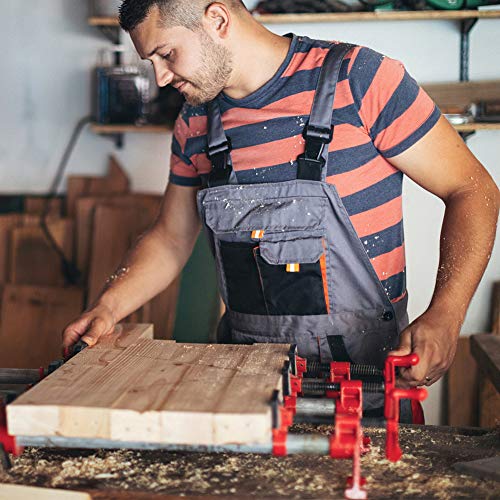 Bessey Pipe Clamps For Woodworking, 3/4 In Wood Gluing Pipe Clamp Set H Style Woodworking Cast Iron Clamp Kit 4 Pack Heavy Duty Quick Release Pipe Clamps Red #TOP6
