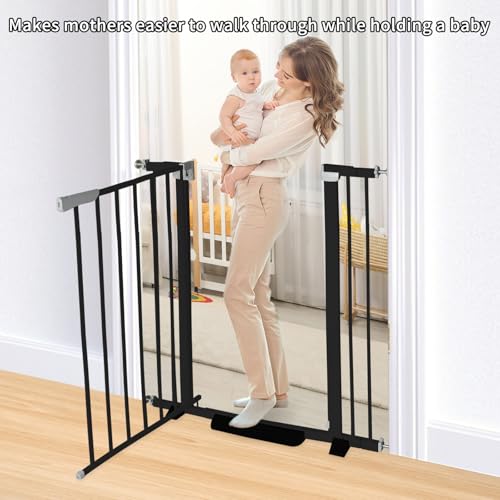 41 Inch Tall Baby Gate Auto Close Dog Gate Adjustable 29.92\"-43.71\" Wide Pressure Mounted Walk Through Swing Pet Gate for Doorways (Black, 29.92\"-43.71\" Wide) - Thumbnail 4