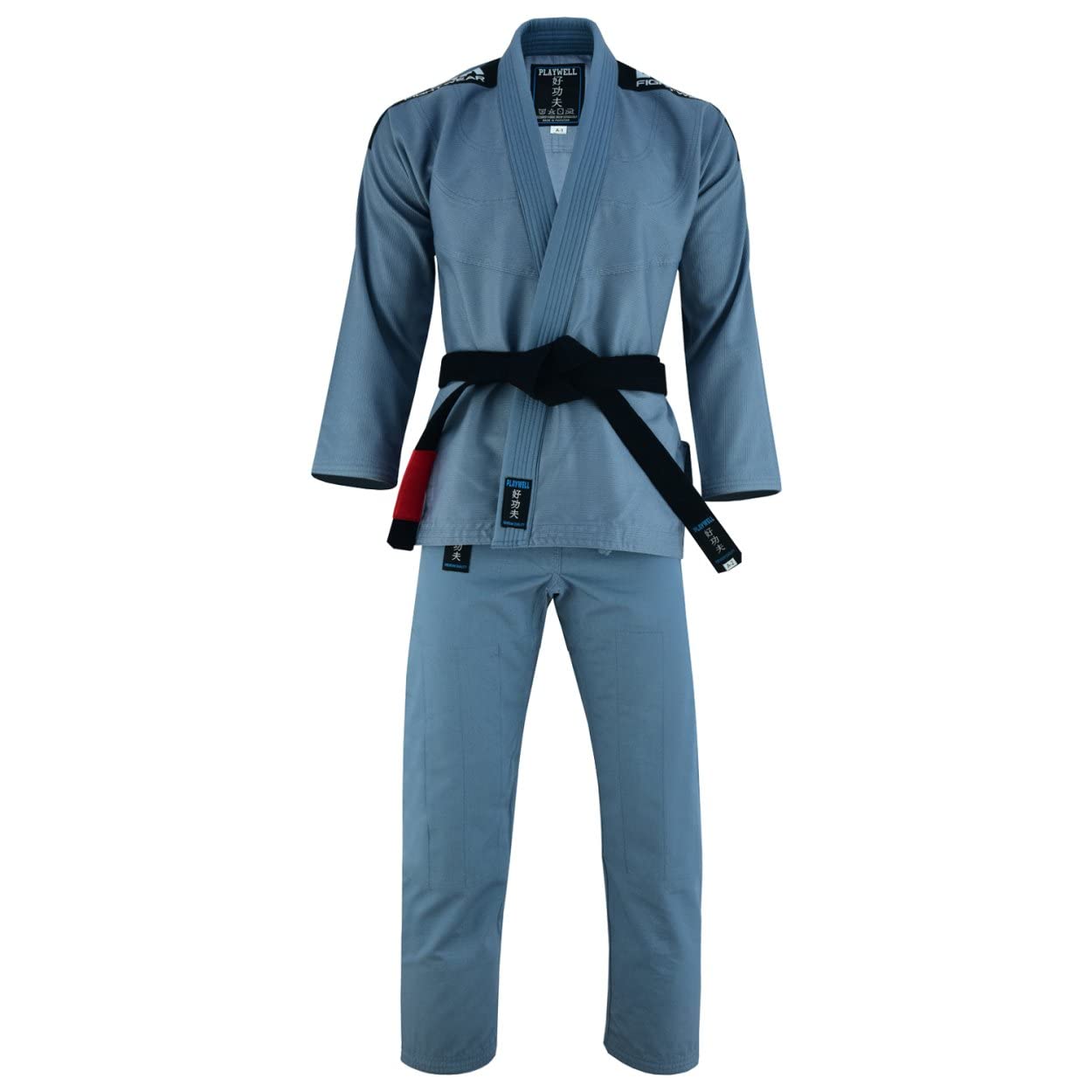 Playwell Adults Mens Pro Elite BJJ Jiu Jitsu Gi - Grey (Comes with Free White BJJ Belt) (A1)