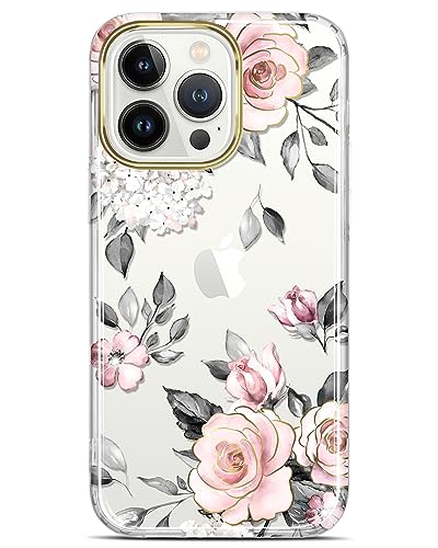 Coque pour iPhone 15 Pro étui protection mince fleurs rose pour le quotidien