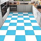 PVC Bodenbelag Selbstklebend Vinyl-Fliesen Vinylboden Dielenboden für Küche Badezimmer Wohnzimmer Wasserdicht Blau 30x30cm 10 Stück